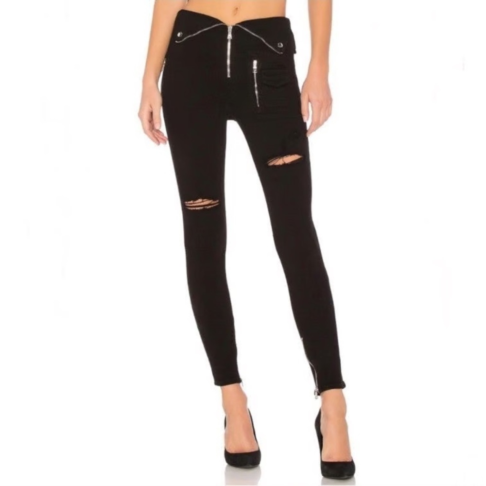 RtA Diavolina Distressed Foldover Moto Jeans - Size 28